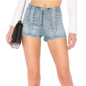 Denim Lace Up Shorts